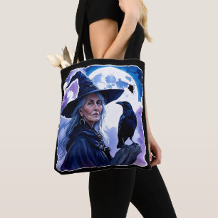 Hexe mit einem Raben - Halloween Fan Spaß 1 Tasche