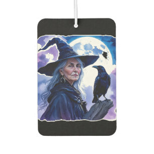 Hexe mit einem Raven - Halloween Fan Fun 1 Autolufterfrischer