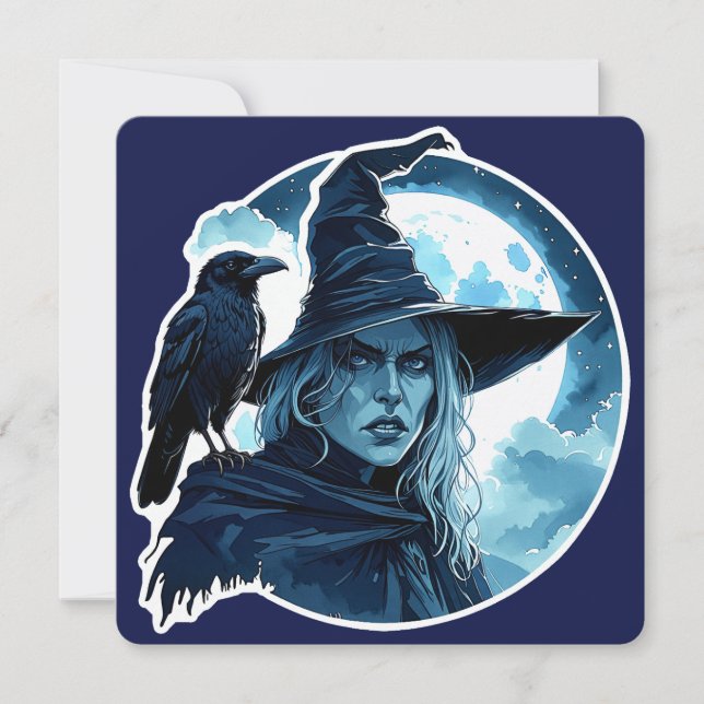 Hexe mit einem Raven - Halloween Fan Fun 2 (Vorderseite)