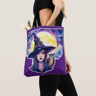 Hexe mit einer Eule - Halloween Fan Spaß 1 Tasche
