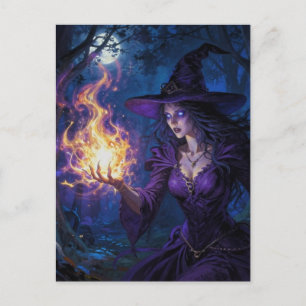 Hexe mit Feuermagie Postkarte