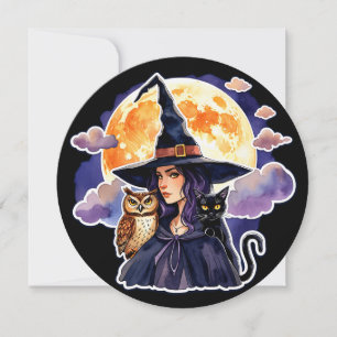 Hexe mit Katze und Eule - Halloween Fan Fun 2