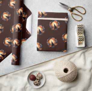 Hexe mit Kerzen und Feuer - Wicca Halloween 2 Geschenkpapier