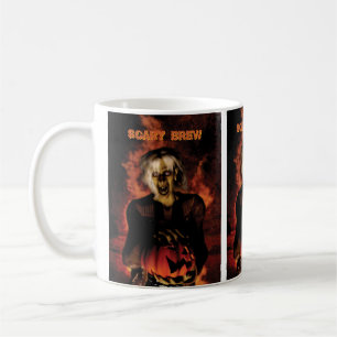 Hexe mit Kürbis gewischt. Halloween Kaffeetasse