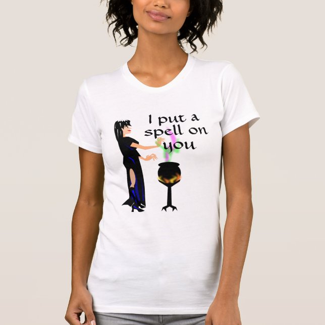 Hexe mit Magic Pot und Zitat T-Shirt (Vorderseite)