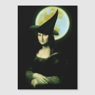 Hexe Mona Lisa Halloween Vollmond Magnetkarte