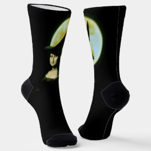 Hexe Mona Lisa Halloween Vollmond Socken