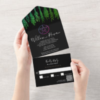 Hexe Pagan Black Green All in One Wedite Einladung