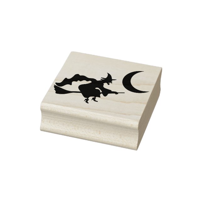 Hexe reiten eine Silhouette Kunst Briefmarke Gummistempel (Stempel)