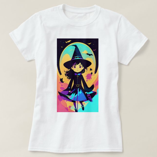 Hexe Retro Halloween-T - Shirt (Design vorne)