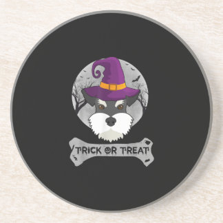 Hexe Schnauzer Trick or Treat Funny Hund Halloween Getränkeuntersetzer