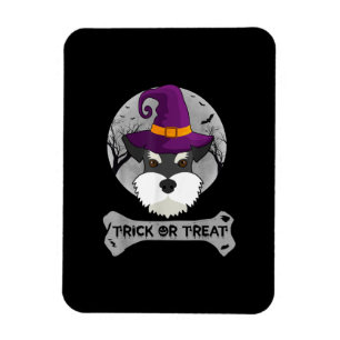 Hexe Schnauzer Trick or Treat Funny Hund Halloween Magnet