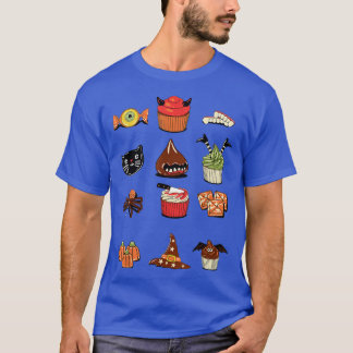 Hexe Schwarze Katze Cupcake Eyeball Spider Bat Hal T-Shirt