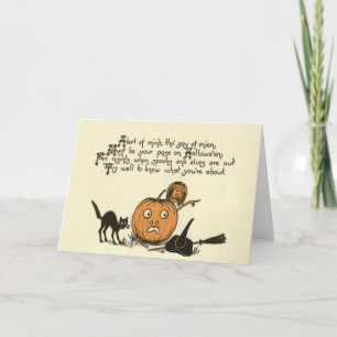 Hexe Schwarze Katze Kürbisgedicht Karte