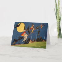 Hexe-schwarze Katzen-Fliegen-Mond-Krähe