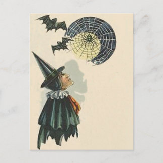 Hexe Spider Bat Spiderweb Cobweb Vollmond Postkarte