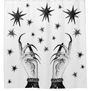 Hexe Sterne: Halloween Night Background Duschvorhang