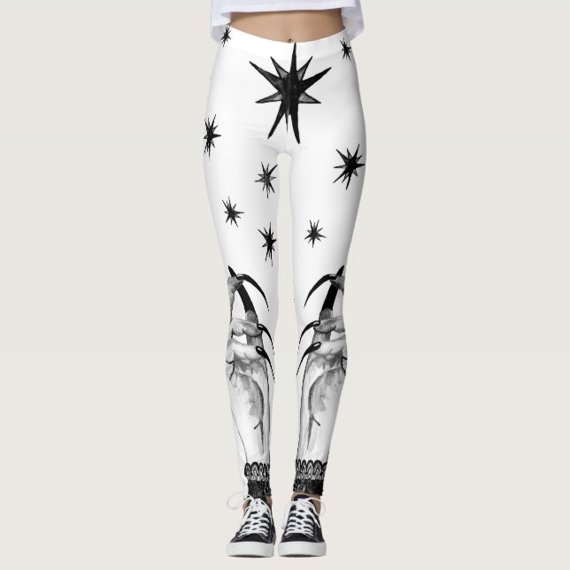 Hexe Sterne: Halloween Night Background Leggings (Vorderseite)