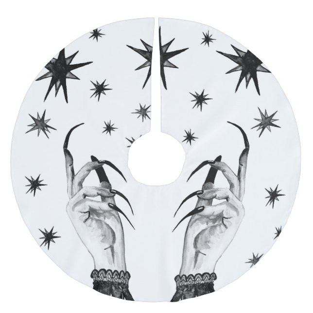 Hexe Sterne: Halloween Night Background Polyester Weihnachtsbaumdecke (Vorderseite)