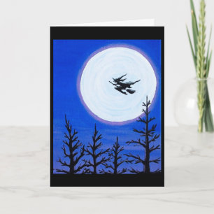 Hexe über der Mond-Halloween-Gruß-Karte Karte