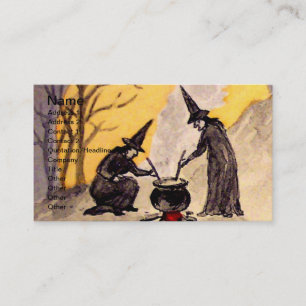 Hexe um Mitternacht (Vintage-Halloweenkarte) Visitenkarte
