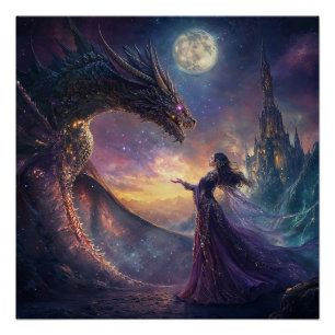 Hexe und Drache Poster