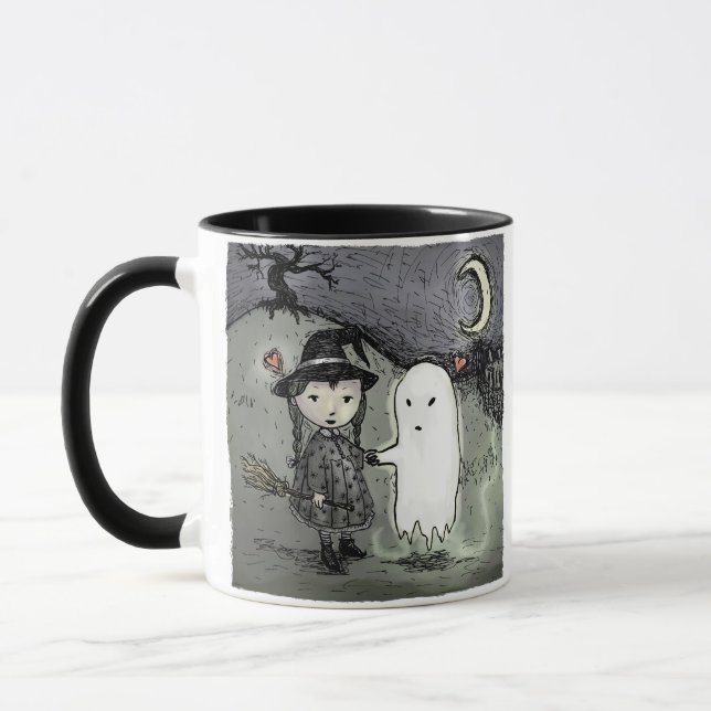 Hexe und Geist in der Liebe Tasse (Links)