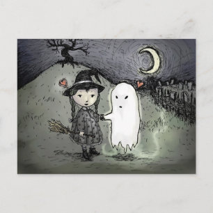 Hexe und Geist in Liebe Postkarte