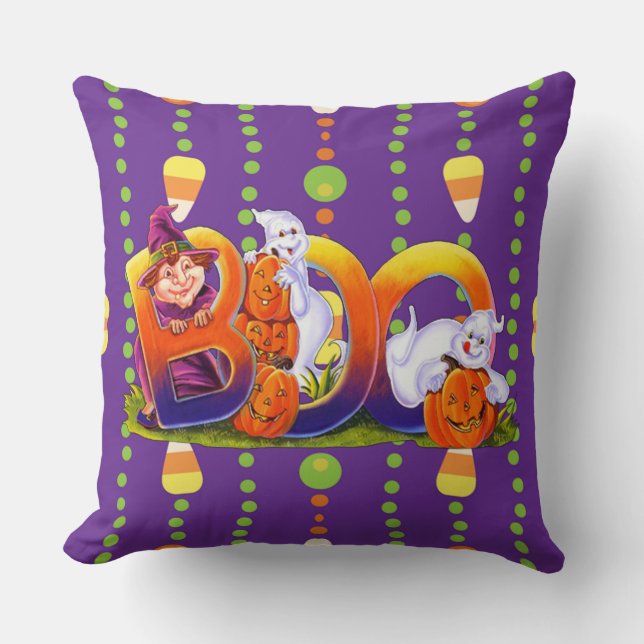 Hexe und Ghost Boo Kissen (Vorderseite)