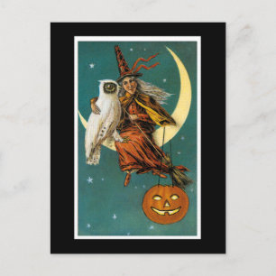 Hexe und ihr Owl Postkarte