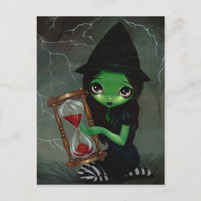 Hexe und ihre Stundenglas-Postkarte Postkarte (Vorderseite)