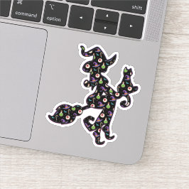 Hexe und Katze, Halloween-Stimmung Aufkleber