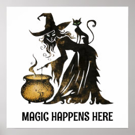 Hexe und Katze Poster