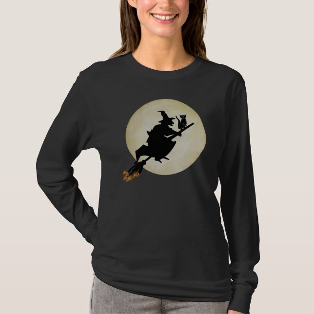 Hexe und Katze T-Shirt (Vorderseite)