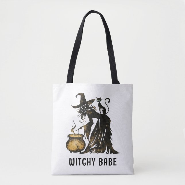 Hexe und Katze Tasche (Vorderseite)