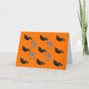 Hexe und Mummy Pattern Halloween Grußkarte Karte