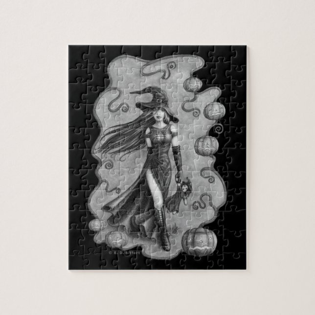 Hexe und Puppe Halloween (Vertikal)