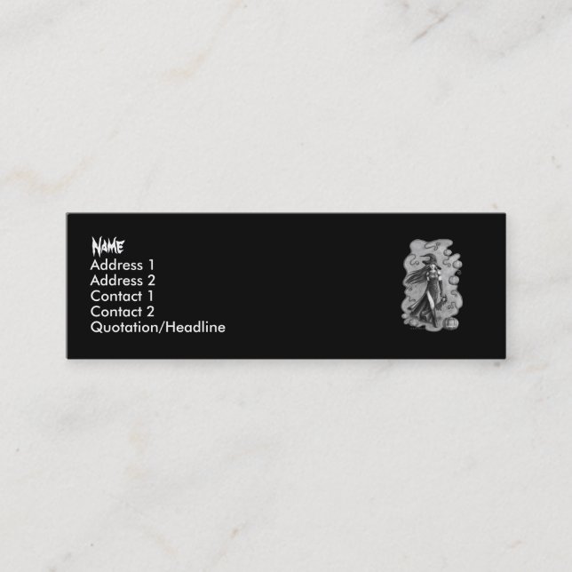 Hexe und Puppe Halloween Mini Visitenkarte (Vorderseite)