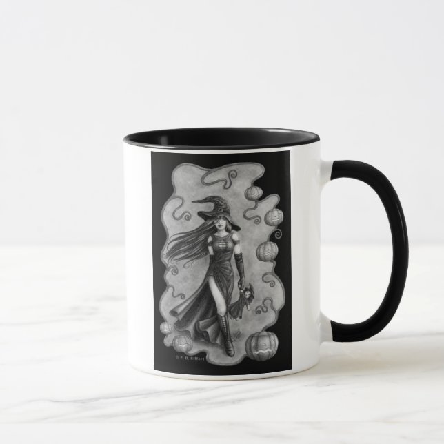 Hexe und Puppe Halloween Tasse (Rechts)