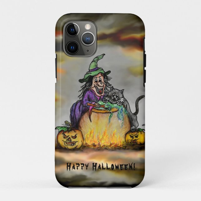 Hexe und schwarze Katze, Happy Halloween! Case-Mate iPhone Hülle (Rückseite)