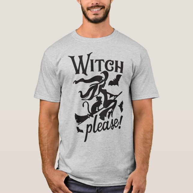 Hexe und Schwarze Katze: Verzauberte Unternehmen T-Shirt (Vorderseite)