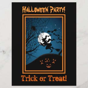 Hexe und Spider auf WebHalloween-Flyern