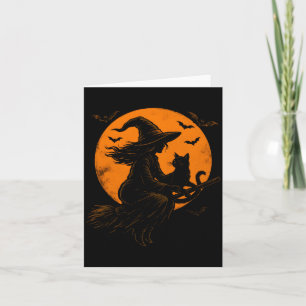 Hexe und süße Katze schwarzes Kätzchen für Hallowe Karte