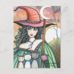 Hexe und Trio Halloween Postkarte