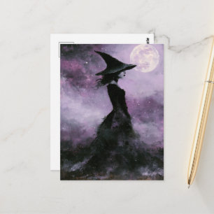 Hexe und Vollmond Postkarte