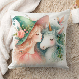 Hexe Unicorn Magic Fantasy Art Boho Wohngestaltung Kissen