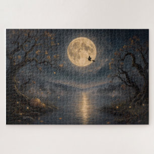 Hexe unter Vollmond-Gotik-Halloween-See