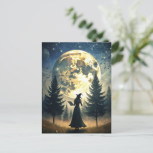 Hexe unter Vollmond verzauberte Nacht Postkarte
