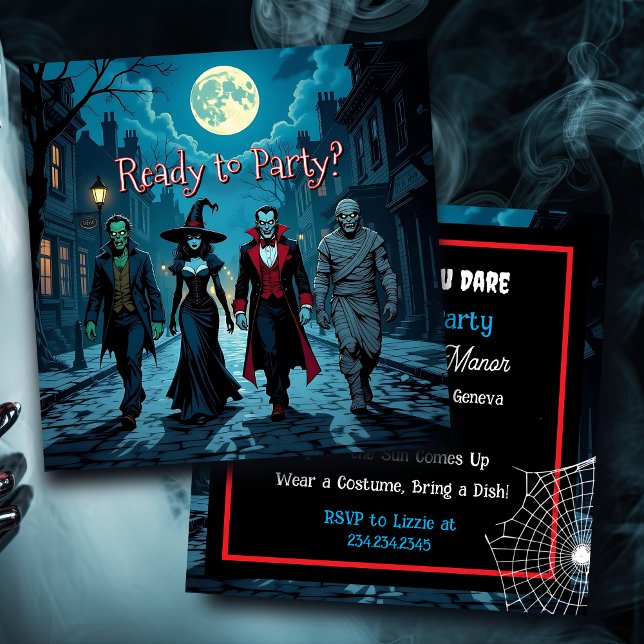 Hexe, Vampire, Dracula und Mummy-Halloween-Party Einladung (Von Creator hochgeladen)