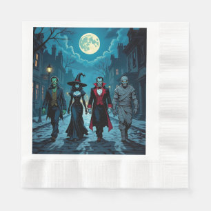 Hexe, Vampire, Dracula und Mummy-Halloween-Party Serviette